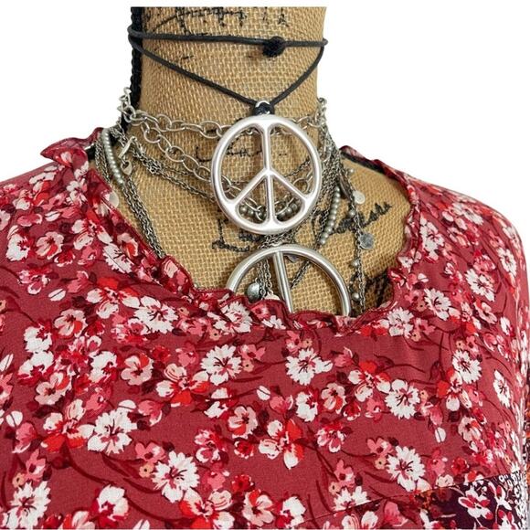 ANTHROPOLOGIE Esther Tiered Tunic RED floral print SIZE XL - Picture 10 of 16